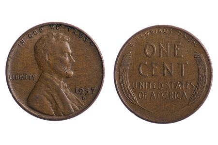 object on white - America coins close up