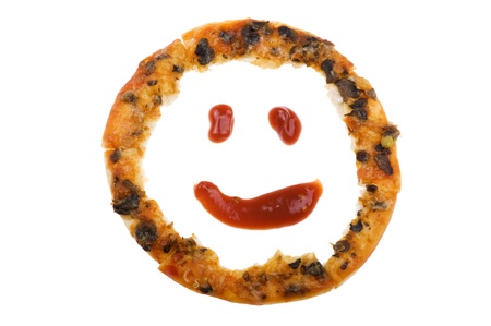 object on white - food sliced pizzaの写真素材