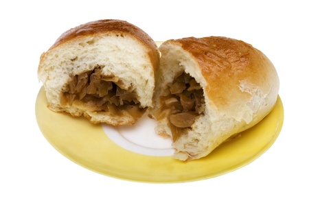 object on white - food patty with cabbageの写真素材