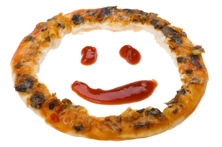 object on white - food sliced pizzaの写真素材