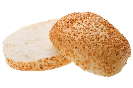 object on white - bun with sesame seeds