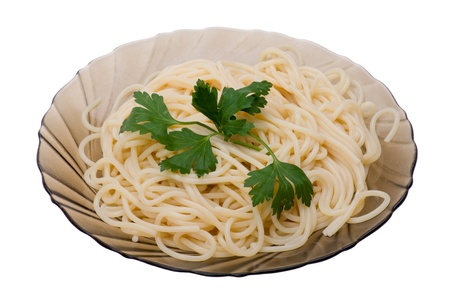 object on white - food spaghetti on plateの写真素材