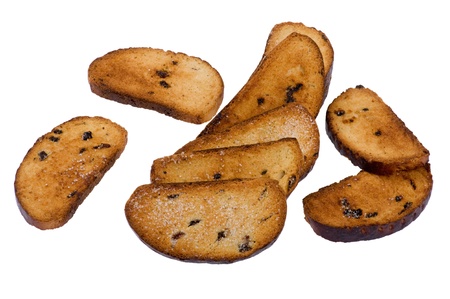 object on white - food rusk close up