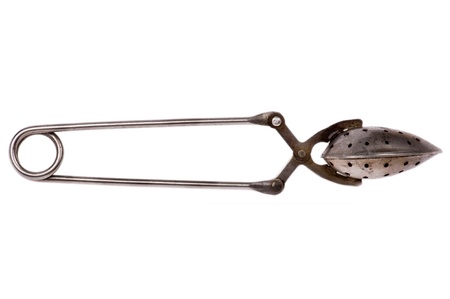 object on white - brewing sieve close upの写真素材