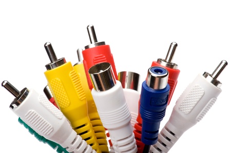 object on white - rca connectors close up