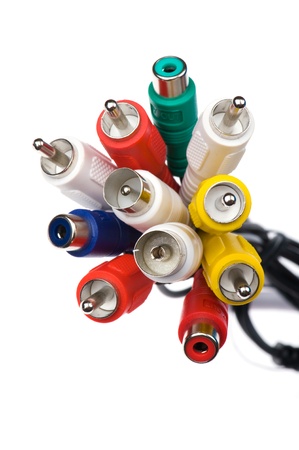 object on white - rca connectors close upの写真素材