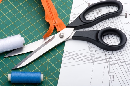 sewing pattern with sew instrument closeup