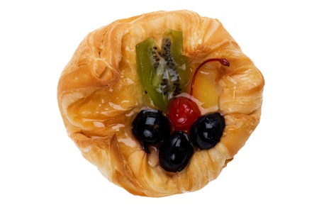 object on white - bun with berriesの写真素材