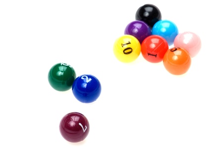object on white - billiard balls close up