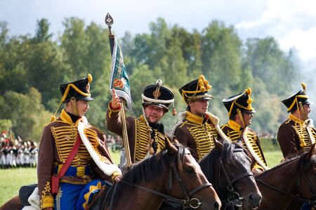 MOSCOW REGION, RUSSIA - SEPTEMBER 05: Reenactment of the Borodino battle between Russian and French...