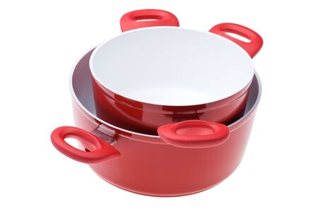 pan with ceramic coating isolated on white