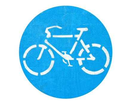 Bicycle symbol on the groundの写真素材