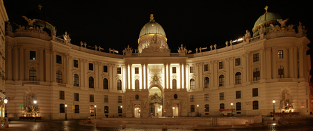 Vienna Hofburg Imperial Palace at night, - Austria のeditorial素材