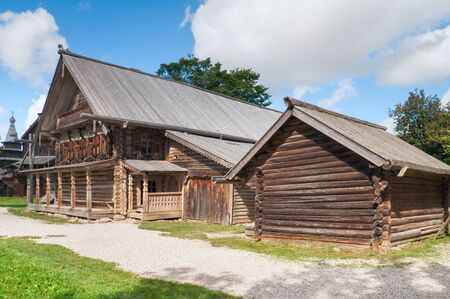 wooden old house peasant in northwestern Russiaの写真素材