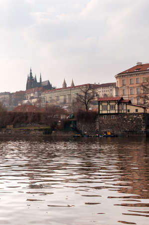 Czech Republic, view of the Vltava River and Prague Castleのeditorial素材