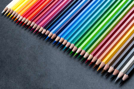 set of colored watercolor wooden pencils, professional paletteの写真素材