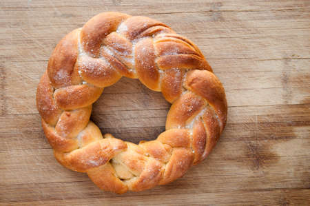 pastry in the shape of a braid from doughの写真素材