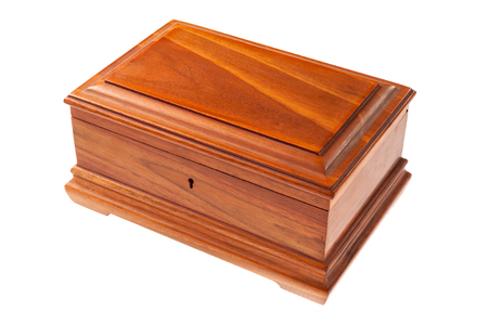 wooden box isolated on white backgroundの写真素材