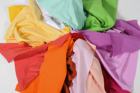 samples of sewing fabric of different colorsの写真素材