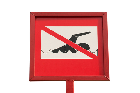 no swim sign isolated on white backgroundの写真素材