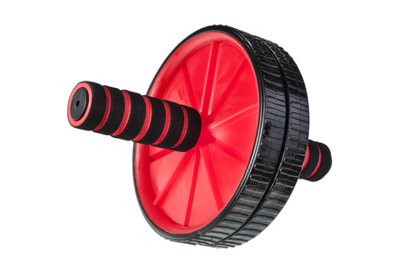 fitness gym roller isolated on whiteの写真素材