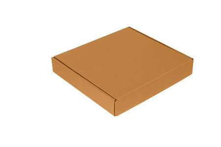 pizza cardboard isolated on white backgroundの写真素材