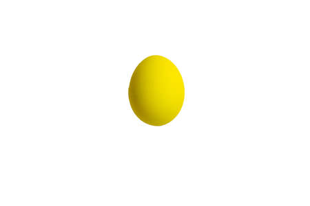 Yellow egg for Easter holiday on a white background isolateの写真素材