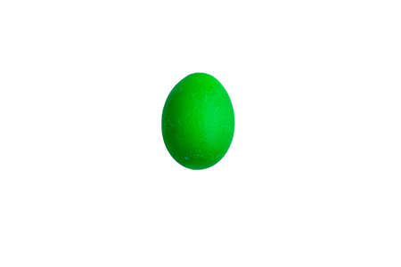 Green egg for easter holiday on a white background isolateの写真素材