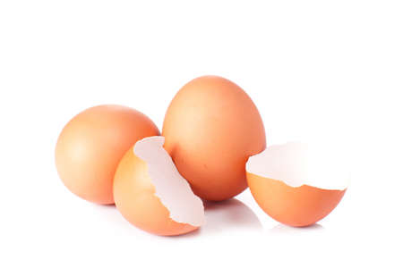 Egg and shell of an egg isolated on a white background