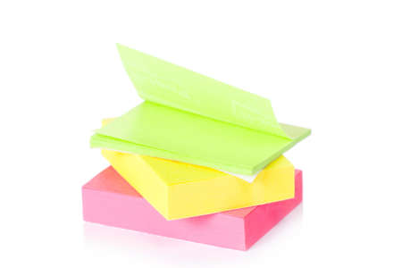 Stack of colorful stickers isolated on white