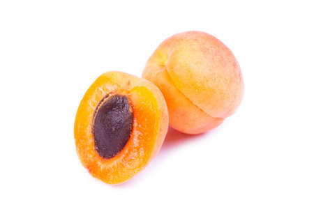 Ripe apricot fruit isolated on white.