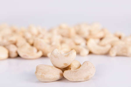Cashew nuts isolated on white background.の写真素材