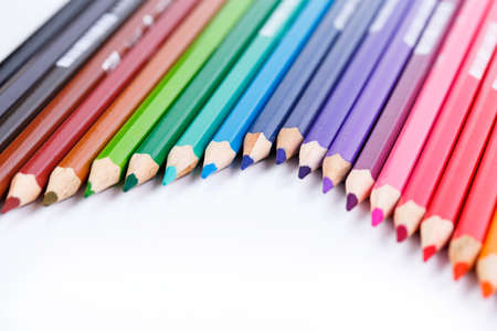 Colour pencils isolated on white background close up