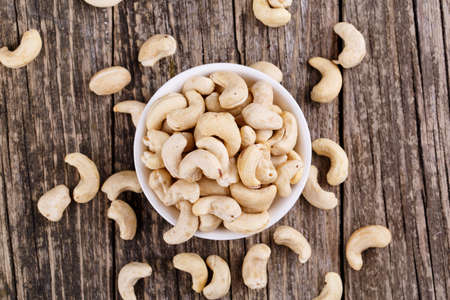 Cashew nuts on a white plate
