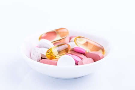 Pills on a white background.の写真素材