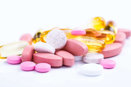 Pills on a white background.