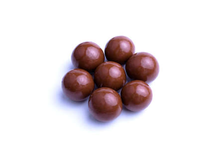 Delicious chocolate candies on white background.の写真素材