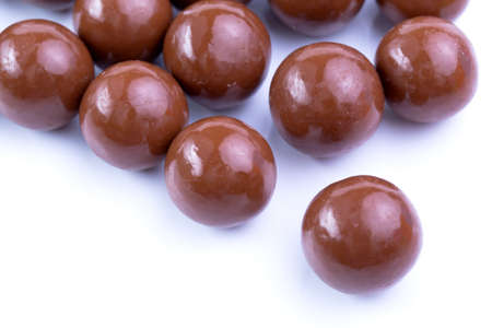 Delicious chocolate candies on white background.の写真素材