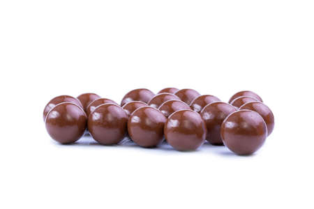 Delicious chocolate candies on white background.の写真素材
