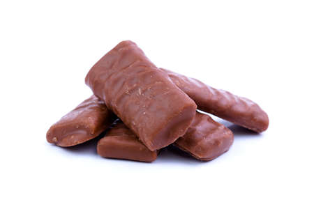 Delicious chocolate candies on white background.の写真素材