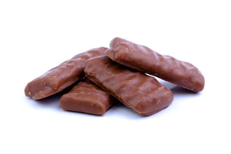 Delicious chocolate candies on white background.の写真素材