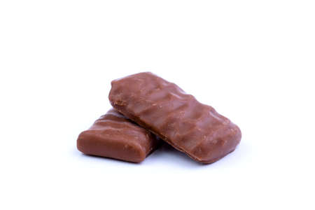 Delicious chocolate candies on white background.の写真素材