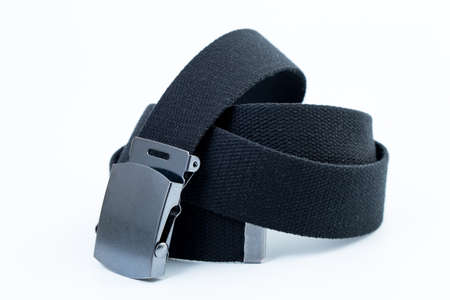 Men's  black belt isolated on white background.の写真素材