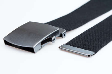 Men's  black belt isolated on white background.