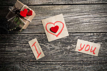 Declaration of love and a gift on valentine's day.の写真素材