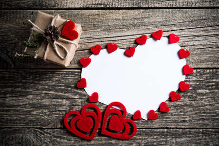 Many hearts and gift box on Valentine's day.の写真素材