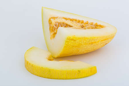 Sweet and fresh melon on white background.の写真素材
