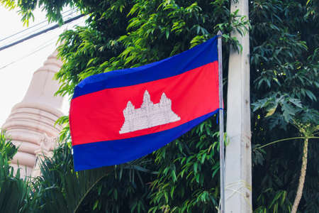 Cambodian flag in the Phnom Penh cityの写真素材