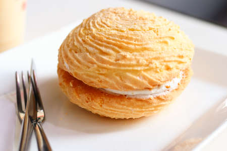 Frappe and creamy dessert in bakeryの写真素材