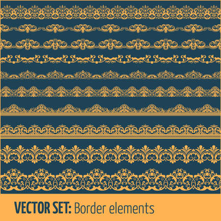 Vector set of border elements and page decoration elements のイラスト素材